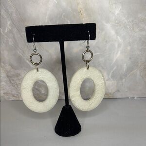 Elegant White Oval Earrings
